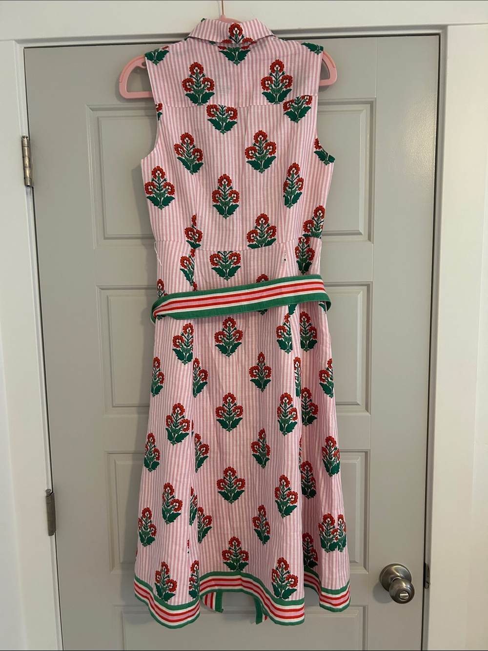 Boden Kate Sleeveless Linen Midi Dress Pink Green Floral - Picture 5 of 8